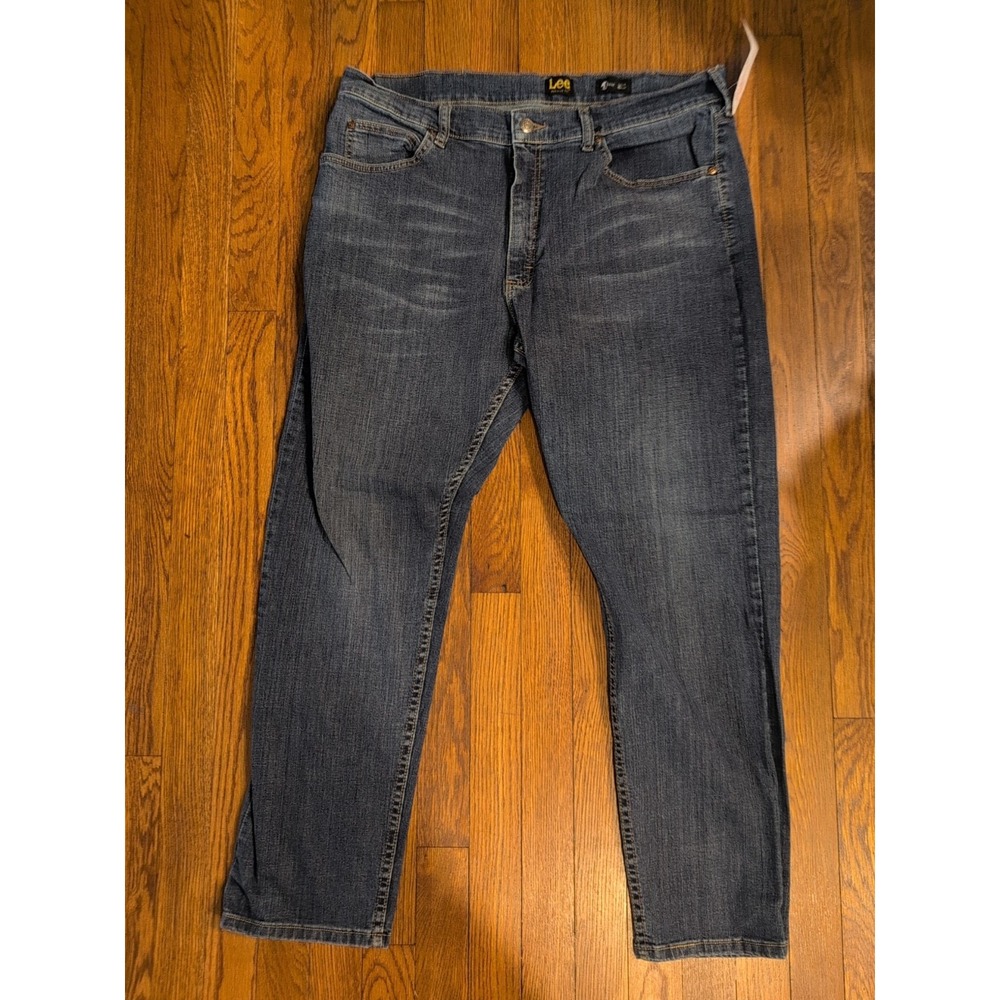 Lee S. Gene‎ Cone Relaxed Fit Denim Mens Jeans Straight 38 x 30 Dk Wash Stretch